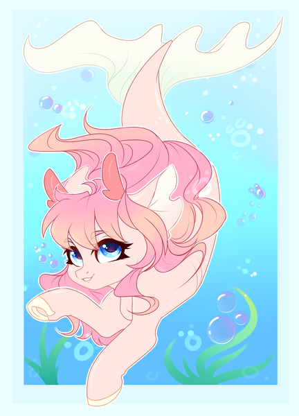 Size: 2161x3000 | Tagged: safe, artist:plnetfawn, derpibooru import, oc, oc:amatheia, unofficial characters only, merpony, pony, solo, underwater