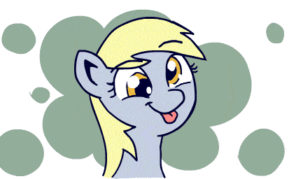 Size: 413x256 | Tagged: safe, artist:whateverbender, derpibooru import, editor:halofreaks, derpy hooves, pegasus, pony, adorable face, animated, cross-eyed, cute, derpabetes, explicit source, eyebrow wiggle, female, frame by frame, gif, mare, perfect loop, solo, squigglevision, tongue out
