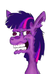 Size: 450x650 | Tagged: safe, artist:hellarmy, derpibooru import, twilight sparkle, pony, cross-eyed, faic, missing horn, simple background, solo, transparent background, twilight snapple