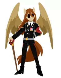 Size: 622x791 | Tagged: anthro, artist:redxbacon, clothes, derpibooru import, nazi, nazi uniform, oc, oc:red, safe, simple background, uniform, unofficial characters only, white background