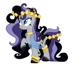 Size: 1024x906 | Tagged: safe, artist:demure-doe, derpibooru import, oc, oc:zirconia, unofficial characters only, pony, unicorn, female, jewelry, looking forward, magical lesbian spawn, mare, offspring, parent:princess luna, parent:rarity, parents:rariluna, raised hoof, simple background, smiling, solo, transparent background, vector