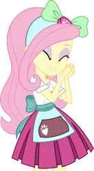 Size: 3000x5466 | Tagged: safe, artist:aqua-pony, derpibooru import, fluttershy, eqg summertime shorts, equestria girls, pet project, absurd resolution, clothes, cute, eyes closed, pleated skirt, shyabetes, simple background, skirt, smiling, solo, transparent background, vector