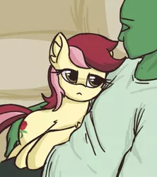 Size: 411x462 | Tagged: safe, artist:plunger, derpibooru import, roseluck, oc, oc:anon, earth pony, pony, 4chan, couch, drawthread, looking at each other, ponified animal photo