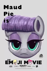 Size: 1264x1920 | Tagged: safe, artist:pirill, derpibooru import, derpy hooves, maud pie, pinkie pie, earth pony, pegasus, pony, cheek fluff, ear fluff, emoji, female, fluffy, frown, gray background, grin, head, irony, lidded eyes, looking at you, mare, meh, movie poster, newbie artist training grounds, open mouth, ponk, poster, silly, silly pony, simple background, smiling, solo focus, squee, text, the emoji movie, tongue out