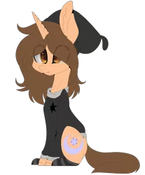 Size: 3720x4500 | Tagged: safe, artist:hyshyy, derpibooru import, oc, oc:tiffany, unofficial characters only, pony, unicorn, beanie, clothes, female, hat, high res, mare, simple background, sitting, socks, solo, striped socks, sweater, transparent background