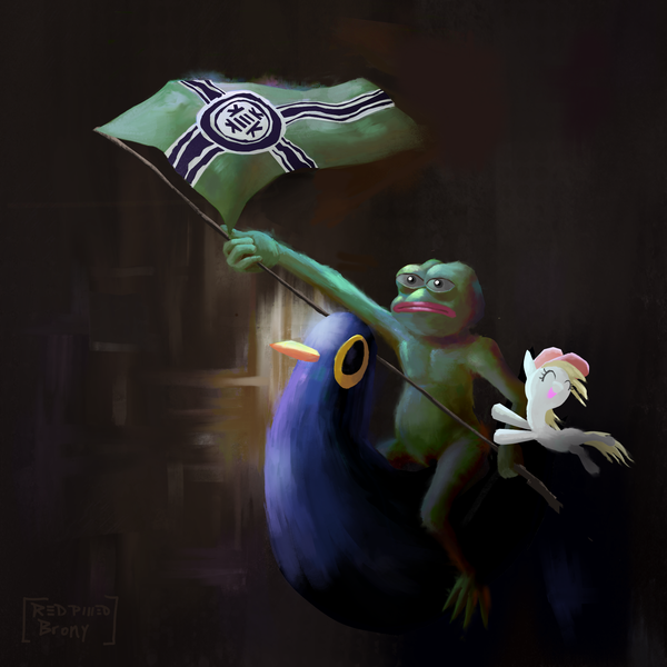 Size: 2048x2048 | Tagged: safe, artist:redpilledbrony, derpibooru import, oc, oc:aryanne, unofficial characters only, pigeon, pony, /pol/, 4chan, dank, dank memes, kekistan, meme, nazi, pepe the frog, praise kek, trash dove