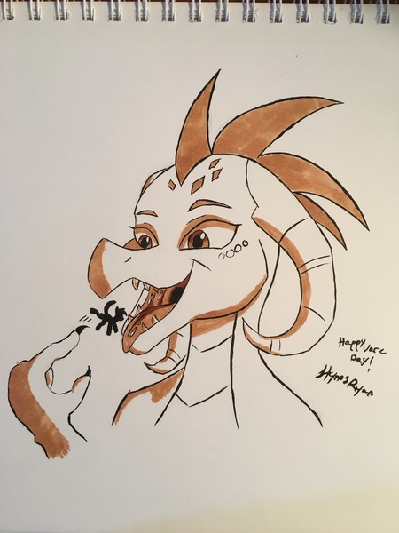 Size: 3024x4032 | Tagged: artist:hypno, derpibooru import, dragon, empred, fetish, macro, open mouth, princess ember, questionable, semi-grimdark, size difference, traditional art, vore