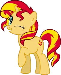 Size: 6031x7387 | Tagged: safe, artist:jhayarr23, derpibooru import, sunset shimmer, pony, unicorn, absurd resolution, cute, female, looking at you, mare, one eye closed, raised hoof, shimmerbetes, simple background, smiling, solo, transparent background, vector, wink