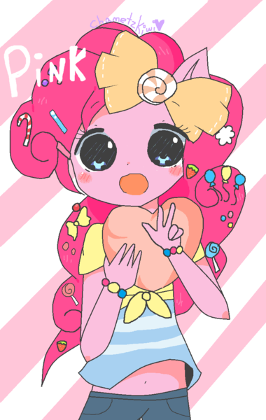 Size: 824x1300 | Tagged: anthro, artist:chametzkiwi, bow, clothes, derpibooru import, heart, heart pillow, pillow, pinkie pie, safe, solo