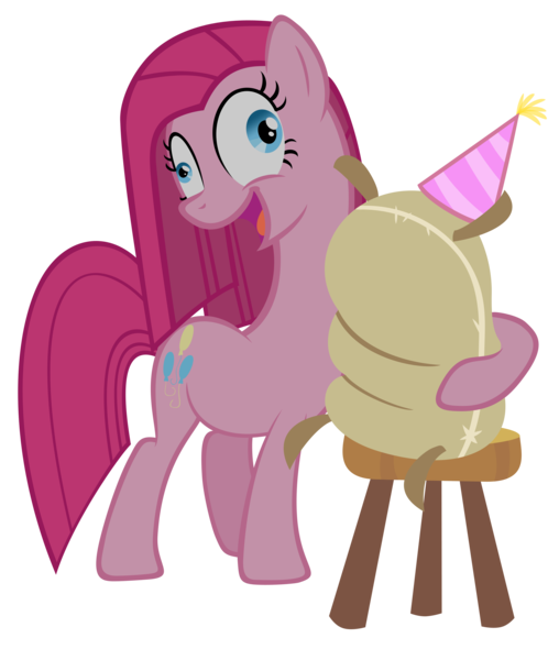 Size: 3000x3544 | Tagged: safe, artist:are-you-jealous, derpibooru import, madame le flour, pinkie pie, pony, party of one, high res, pinkamena diane pie, simple background, solo, stool, transparent background, vector