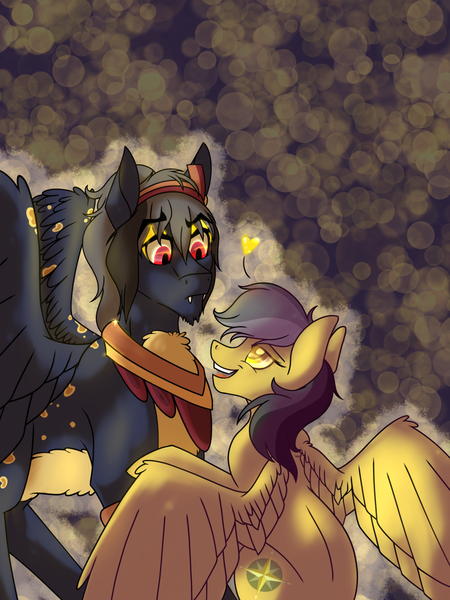 Size: 1024x1365 | Tagged: alternate universe, artist:absolutecactus, daring do, derpibooru import, female, hybrid, interspecies offspring, male, mother and son, nextgen:chaos party, oc, oc:midas, offspring, parent:ahuizotl, parent:daring do, parents:darizotl, safe