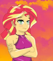 Size: 1984x2280 | Tagged: safe, artist:rengam, derpibooru import, sunset shimmer, equestria girls, crossed arms, female, solo