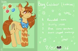 Size: 1691x1116 | Tagged: safe, artist:princehoshi, derpibooru import, oc, oc:bugcatcher, unofficial characters only, pony, reference sheet, solo