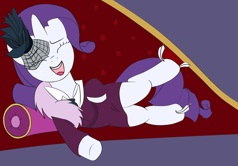 Size: 2000x1400 | Tagged: safe, artist:gliconcraft, artist:icey-wicey-1517, derpibooru import, rarity, pony, unicorn, rarity investigates, colored, eyes closed, fainting couch, feather, female, fetish, hoof fetish, hoof tickling, laughing, mare, open mouth, solo, tickle fetish, tickling