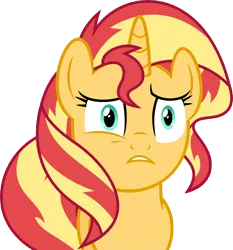 Size: 7000x7509 | Tagged: safe, artist:luckreza8, derpibooru import, sunset shimmer, pony, unicorn, mirror magic, spoiler:eqg specials, absurd resolution, concerned, female, mare, simple background, solo, transparent background, vector