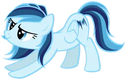 Size: 1024x651 | Tagged: safe, artist:petraea, derpibooru import, oc, oc:sapphire skies, unofficial characters only, pegasus, pony, female, mare, simple background, solo, stretching, transparent background, vector