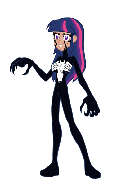 Size: 3000x4433 | Tagged: artist:edcom02, artist:jmkplover, derpibooru import, human, humanized, marvel, safe, she-venom, simple background, solo, symbiote, transparent background, twilight sparkle, venom, venom twilight