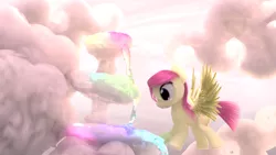 Size: 1920x1080 | Tagged: safe, artist:gabe2252, derpibooru import, pegasus, pony, 3d, blender, cloud, rainbow waterfall, solo