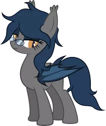 Size: 2489x2959 | Tagged: safe, artist:duskthebatpack, derpibooru import, oc, oc:midnight measure, unofficial characters only, bat pony, pony, female, glasses, mare, messy mane, rule 63, simple background, solo, transparent background, vector