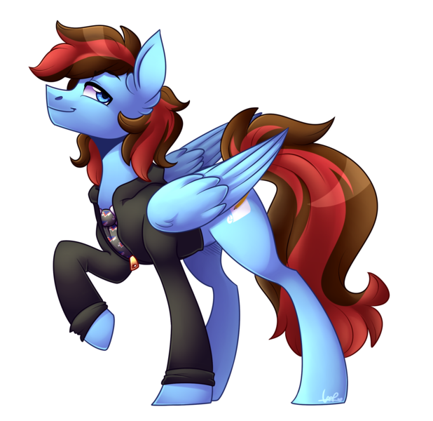 Size: 2059x2000 | Tagged: safe, artist:shyshyoctavia, derpibooru import, oc, oc:hud, oc:hudson, unofficial characters only, pegasus, pony, clothes, high res, male, raised hoof, simple background, solo, stallion, transparent background