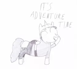 Size: 2048x1831 | Tagged: safe, artist:ragmo, derpibooru import, oc, unofficial characters only, pony, unicorn, adventure time, atg 2017, female, monochrome, newbie artist training grounds, traditional art