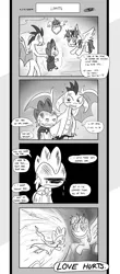 Size: 1451x3300 | Tagged: alicorn, artist:loreto-arts, broken horn, comic, comic:friendship is innuendo, crying, crystal heart, derpibooru import, dragon, fire magic, implied emberspike, mind control, monochrome, princess ember, princess flurry heart, spike, suggestive, twilight snapple, twilight sparkle, twilight sparkle (alicorn)