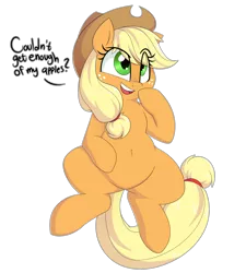 Size: 1800x2000 | Tagged: safe, artist:notenoughapples, derpibooru import, applejack, earth pony, pony, belly button, cowboy hat, cute, dialogue, female, freckles, hat, jackabetes, mare, simple background, smiling, solo, stetson, transparent background