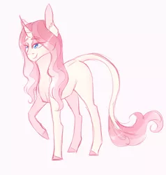 Size: 1128x1185 | Tagged: safe, artist:kittii-kat, derpibooru import, oc, oc:serene swan, unofficial characters only, pony, unicorn, female, leonine tail, magical lesbian spawn, mare, offspring, parent:fluttershy, parent:rarity, parents:flarity, raised hoof, simple background, solo