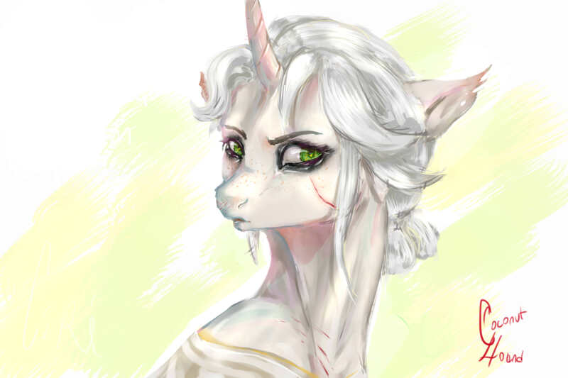 Size: 6000x4000 | Tagged: safe, artist:coconuthound, derpibooru import, ponified, pony, unicorn, bust, ciri, portrait, scar, solo, the witcher