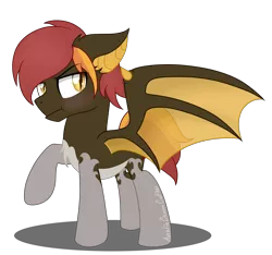 Size: 5528x5165 | Tagged: safe, artist:raspberrystudios, derpibooru import, oc, oc:janja, unofficial characters only, bat pony, pony, absurd resolution, bat pony oc, chest fluff, floppy ears, grumpy, pose, raised hoof, simple background, socks (coat marking), transparent background, transparent wings, wings