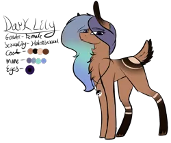 Size: 1429x1197 | Tagged: safe, artist:sweetmelon556, derpibooru import, oc, oc:dark lily, unofficial characters only, earth pony, pony, deer tail, female, mare, reference sheet, simple background, solo, transparent background