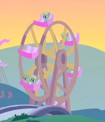 Size: 247x287 | Tagged: safe, derpibooru import, screencap, daisy, derpy hooves, flower wishes, pony, the cutie mark chronicles, background pony, clones, cropped, derpies, female, ferris wheel, mare, multeity, self ponidox, unstoppable force of derp