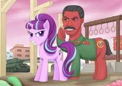 Size: 2258x1592 | Tagged: semi-grimdark, artist:liu ting, derpibooru import, starlight glimmer, ponified, pony, unicorn, communism, facial hair, female, gallows, grin, human face, implied hanging, josef stalin, mare, moustache, noose, not salmon, politics, smiling, stalin glimmer, tank (vehicle), wat, wtf