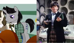 Size: 467x276 | Tagged: safe, derpibooru import, arpeggio, pony, comparison, doctor who, irl, patrick troughton, photo, screenshots, second doctor