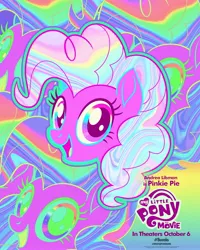 Size: 2000x2500 | Tagged: safe, derpibooru import, official, pinkie pie, earth pony, pony, my little pony: the movie, andrea libman, movie poster, my little pony logo, poster, solo