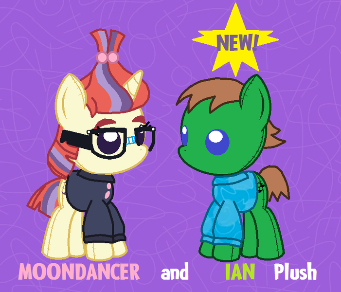 Size: 804x688 | Tagged: safe, derpibooru import, moondancer, oc, oc:ian, pony, base used, clothes, glasses, iandancer, plushie, sweater