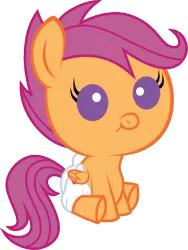 Size: 294x390 | Tagged: safe, artist:rockint765, derpibooru import, scootaloo, pony, baby, baby pony, baby scootaloo, diaper, foal, simple background, solo, transparent background