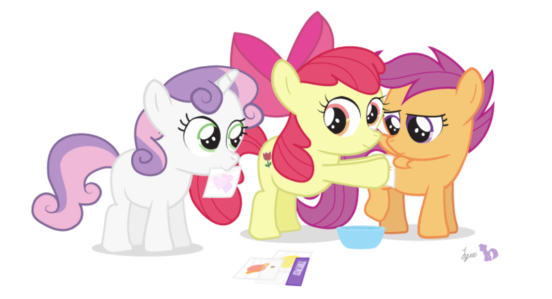 Size: 808x438 | Tagged: safe, artist:dm29, derpibooru import, apple bloom, scootaloo, sweetie belle, earth pony, pegasus, pony, unicorn, cutie mark crusaders, female, filly, temporary tattoo