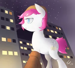 Size: 800x723 | Tagged: safe, artist:oznerart, derpibooru import, oc, oc:inkscape, unofficial characters only, pony, building, city, clothes, giant pony, macro, solo, strolling