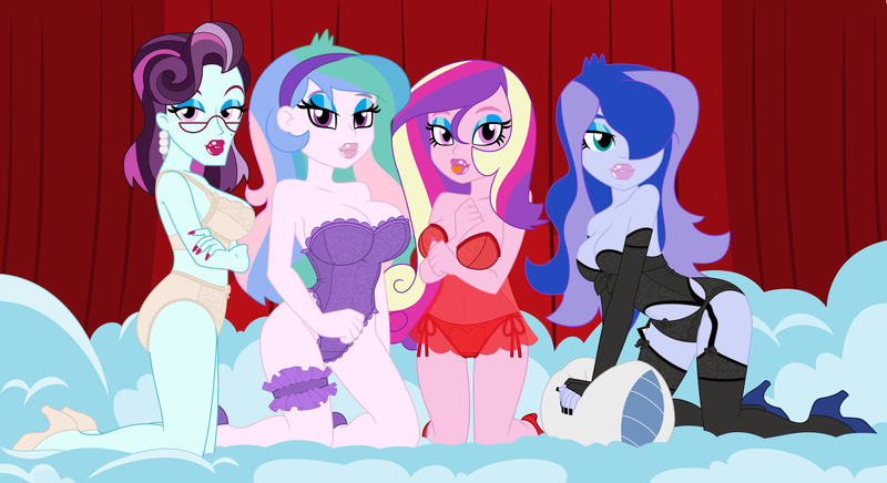 Size: 11000x6000 | Tagged: suggestive, artist:evilfrenzy, derpibooru import, princess cadance, princess celestia, princess luna, principal abacus cinch, equestria girls, friendship games, absurd resolution, bedroom eyes, big lips, bimbo, bra, breasts, busty princess cadance, busty princess celestia, busty princess luna, busty principal abacus cinch, cleavage, clothes, corset, cougar, dean cadance, dick sucking lips, female, females only, garter, leotard, lipstick, looking at you, nightgown, panties, principal celestia, quartet, sexy, socks, stockings, stupid sexy celestia, stupid sexy cinch, stupid sexy princess cadance, stupid sexy princess luna, thigh highs, underwear, vice principal luna