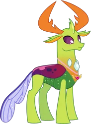 Size: 6400x8729 | Tagged: absurd resolution, artist:parclytaxel, celestial advice, changedling, changeling, derpibooru import, equestrian pink heart of courage, king thorax, male, safe, simple background, smiling, solo, .svg available, thorax, transparent background, vector