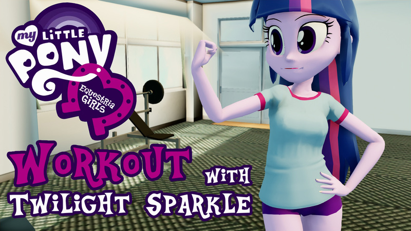 Size: 1920x1080 | Tagged: safe, artist:apps for kids, derpibooru import, twilight sparkle, equestria girls, 3d, clothes, exercise, gym, gym uniform, solo, video, youtube link