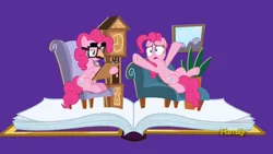 Size: 1920x1080 | Tagged: safe, derpibooru import, screencap, pinkie pie, pony, fame and misfortune, book, chair, clock, fainting couch, flawless, groucho mask, pinkiatrist, psychologist