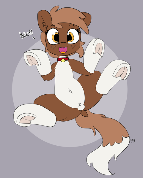 Size: 4006x5000 | Tagged: suggestive, artist:pabbley, derpibooru import, winona, ponified, earth pony, pony, absurd resolution, barking, behaving like a dog, belly button, collar, crotch bulge, cute, dock, female, freckles, frog (hoof), hoofbutt, legs in air, looking at you, mare, on back, open mouth, pabbley is trying to murder us, ponified pony pets, pubic fluff, simple background, socks (coat marking), solo, underhoof