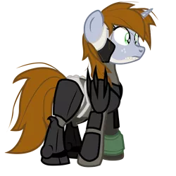 Size: 2400x2400 | Tagged: safe, artist:aaronmk, derpibooru import, oc, oc:littlepip, unofficial characters only, pony, unicorn, fallout equestria, crossover, female, mare, metal gear, metal gear rising, raiden, simple background, solo, transparent background, vector