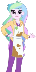 Size: 1519x2994 | Tagged: safe, artist:sketchmcreations, derpibooru import, princess celestia, eqg summertime shorts, equestria girls, subs rock, apron, clothes, female, messy hair, principal celestia, simple background, solo, transparent background, vector