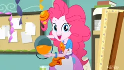 Size: 1783x1011 | Tagged: safe, derpibooru import, screencap, pinkie pie, eqg summertime shorts, equestria girls, the art of friendship, bucket, cropped, cute, female, happy, looking at you, paint, picture frame, solo