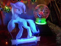 Size: 1400x1050 | Tagged: safe, artist:setharu, artist:vasgotec, derpibooru import, trixie, pony, acrylic plastic, acrylight, craft, engraving, irl, led, photo, plasma ball, solo