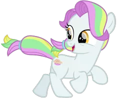 Size: 2300x1800 | Tagged: safe, artist:cheezedoodle96, derpibooru import, coconut cream, earth pony, pony, fame and misfortune, .svg available, cute, female, filly, juxtaposition bait, playing, running, simple background, solo, svg, transparent background, vector, windswept mane