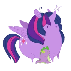 Size: 800x801 | Tagged: safe, artist:elarywakefield, derpibooru import, spike, twilight sparkle, alicorn, dragon, beanie, fanart, hat, simple background, size difference, transparent background, twilight sparkle (alicorn)